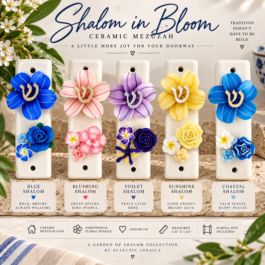 Shalom in Bloom Ceramic Mezuzah