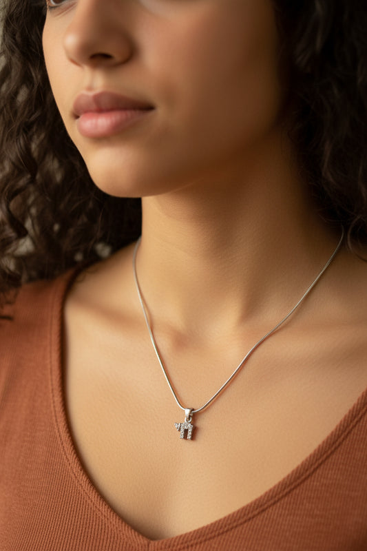 Sterling Silver & Cubic Zirconia Chai Necklace