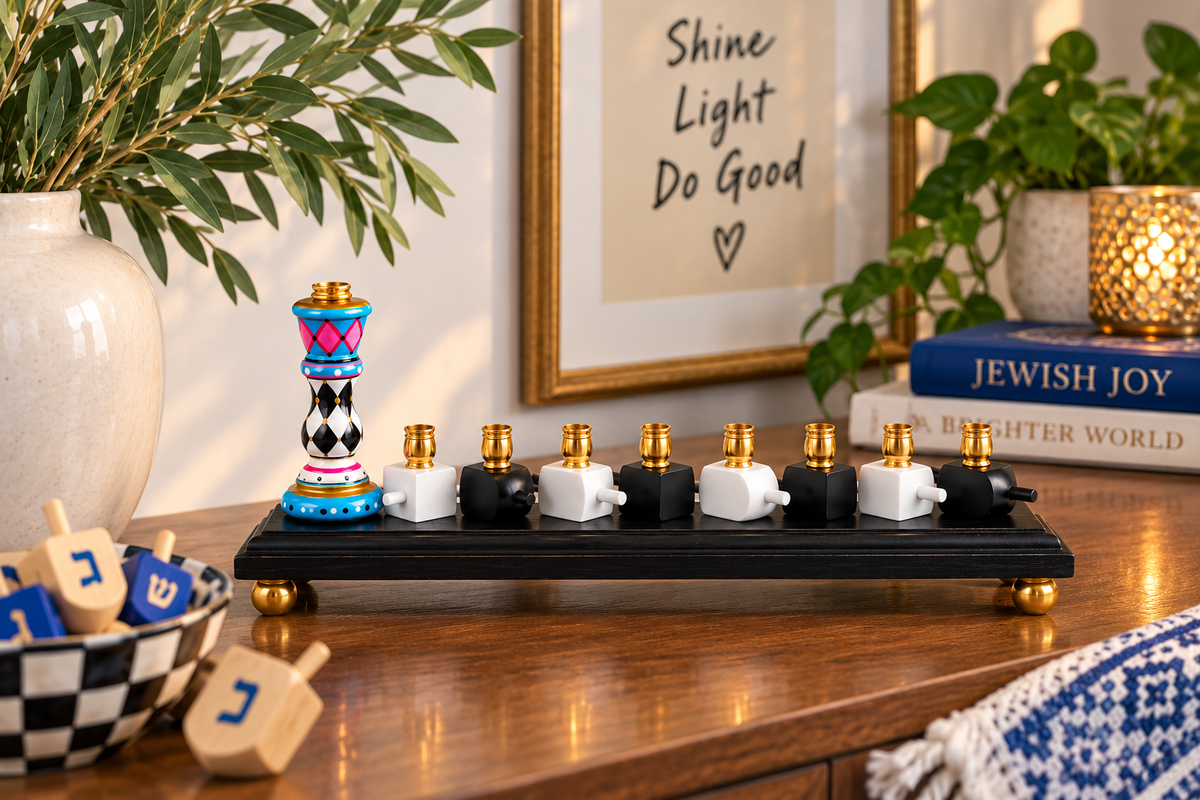 The Basha Menorah — Hand-Painted Dreidel Menorah