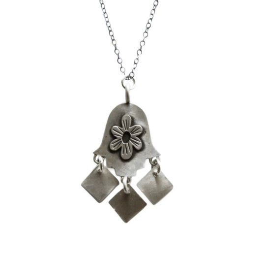 Folklorica Sterling Silver Hamsa Necklace