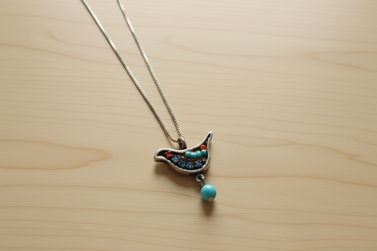 Vintage Adaya Mosaic Dove Necklace