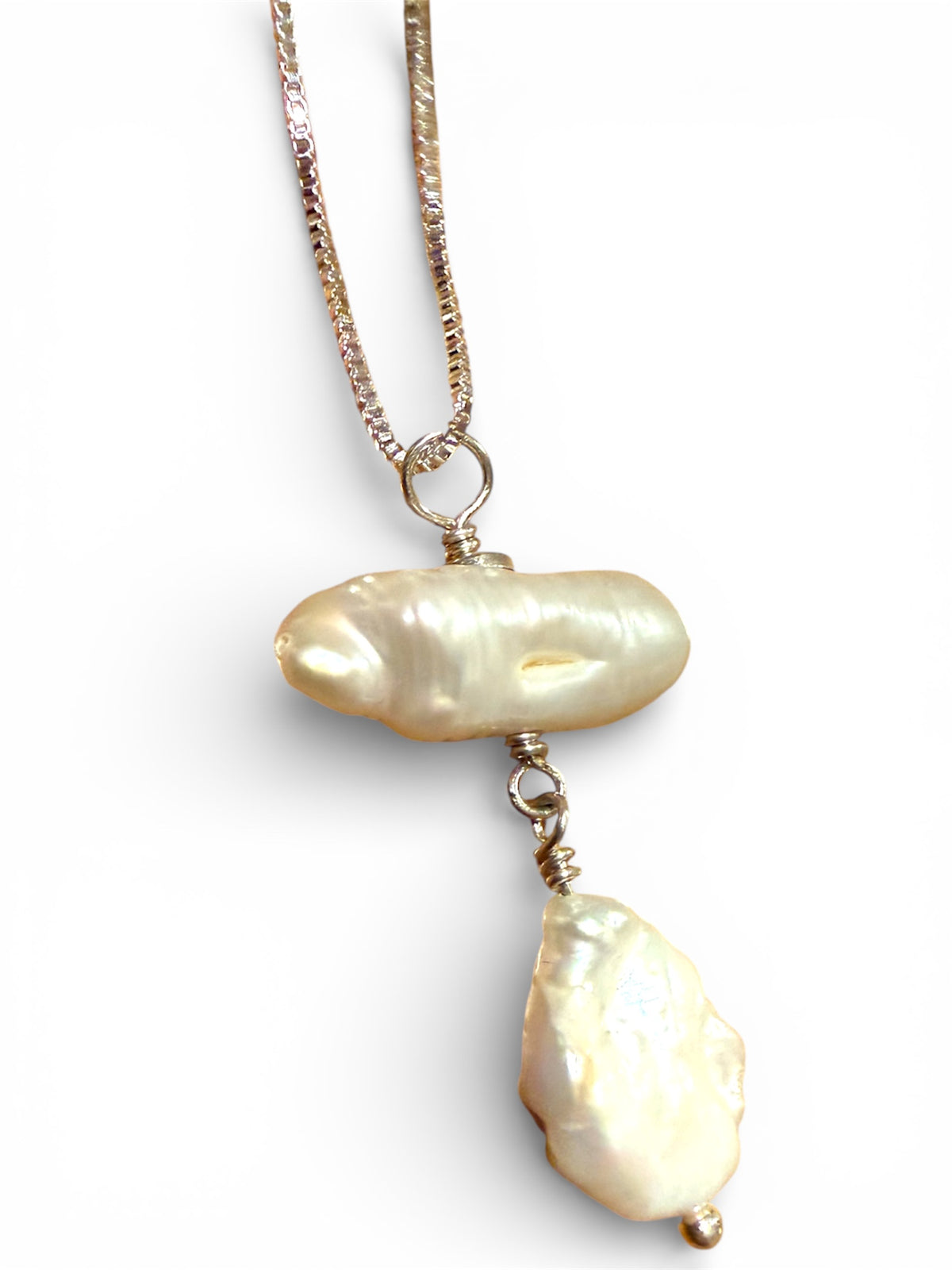 Sterling Silver Freshwater Pearl Dangling Pendant Necklace