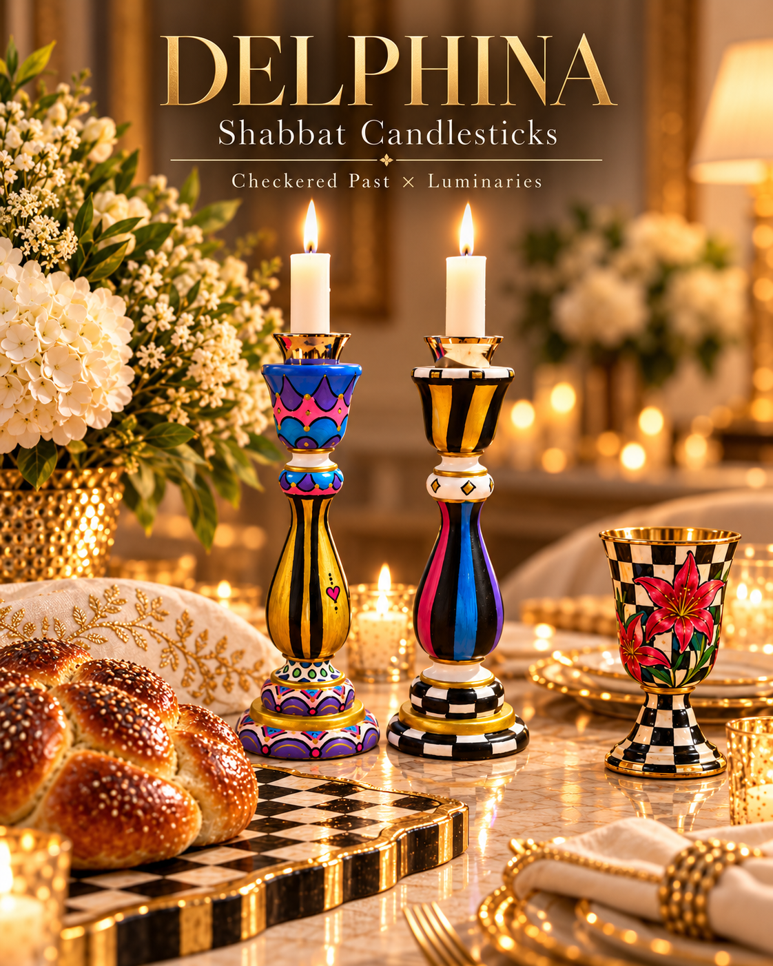 The Delphina Shabbat Candlesticks