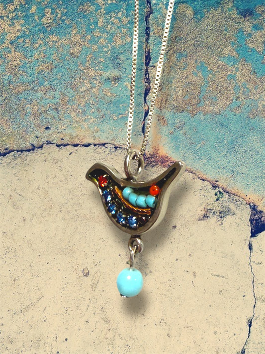 Vintage Adaya Mosaic Dove Necklace