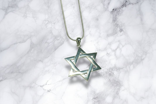 Sterling Silver Woven Jewish Star Magen David necklace
