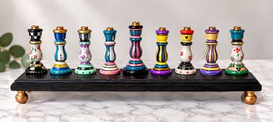 The Mishmash Menorah Collection
Hand-Painted One-of-a-Kind Wooden Hanukkah Menorah