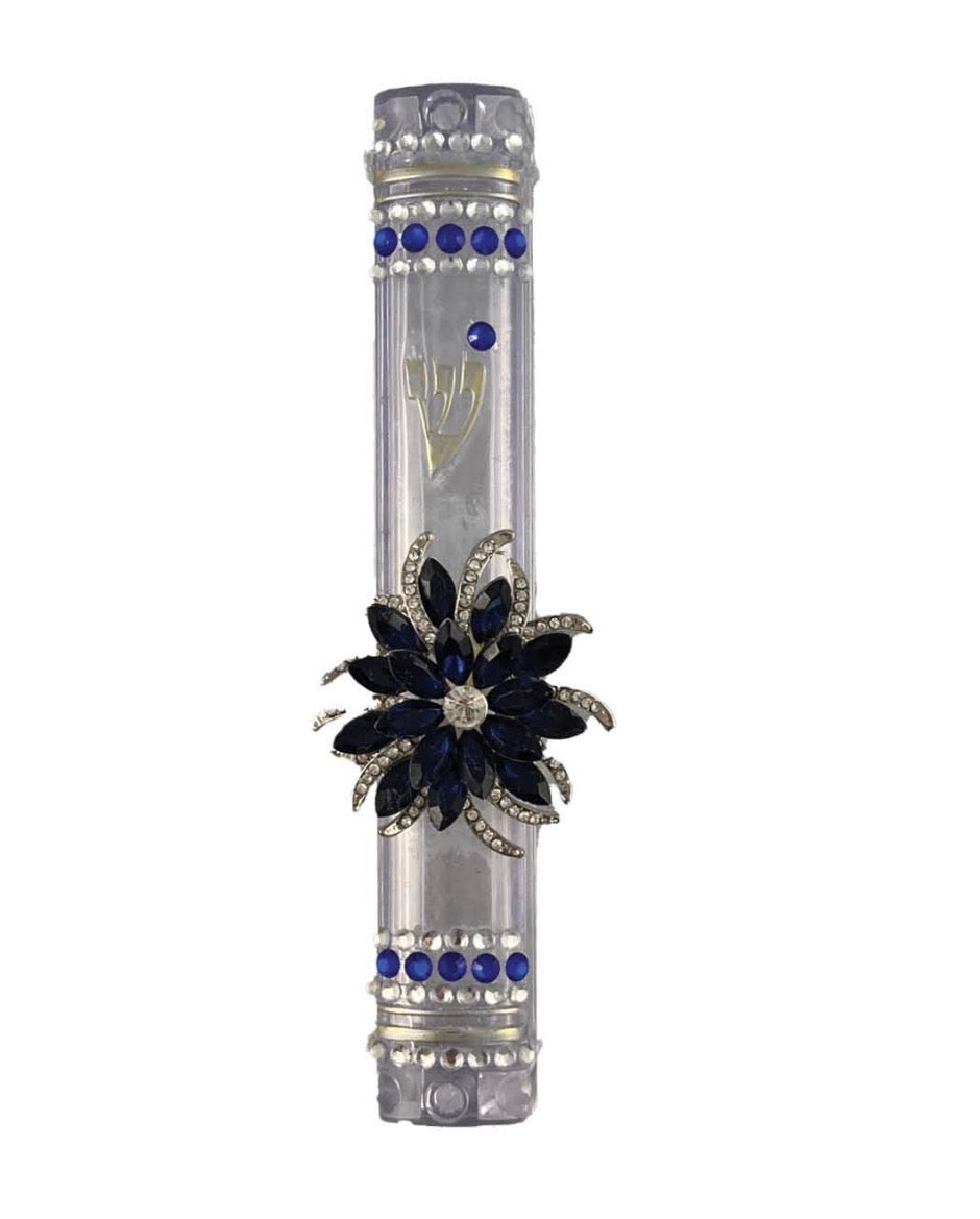 Midnight Bloom Jeweled Mezuzah Case