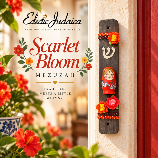 Scarlet Bloom Matryoshka Garden Mezuzah Case