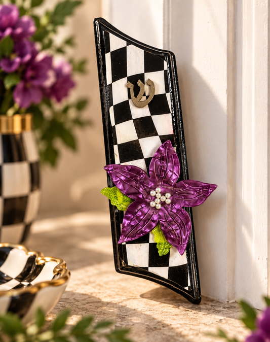 Violet Bloom | Checkered & Charmed Mezuzah