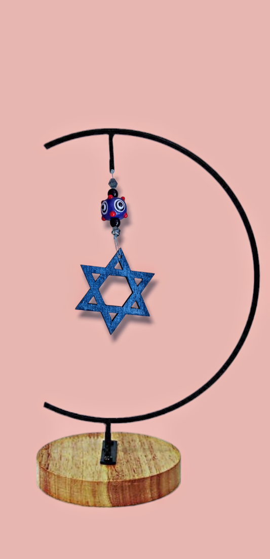 Hamsa & Star of David Hand painted wooden Ornaments