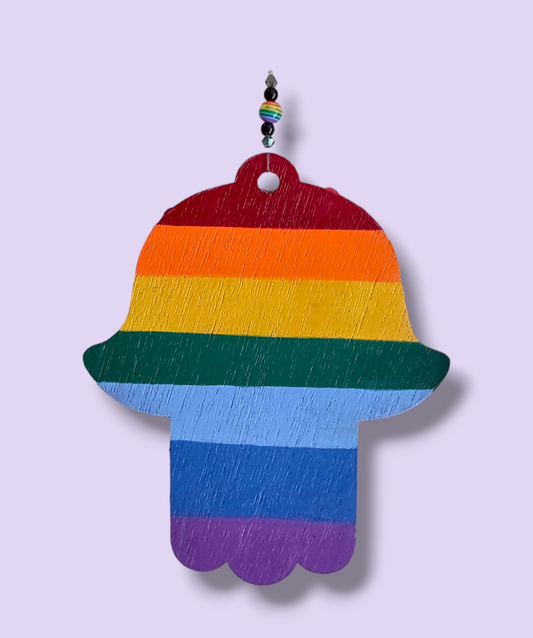 Rainbow Rhinestone Hamsa ornament