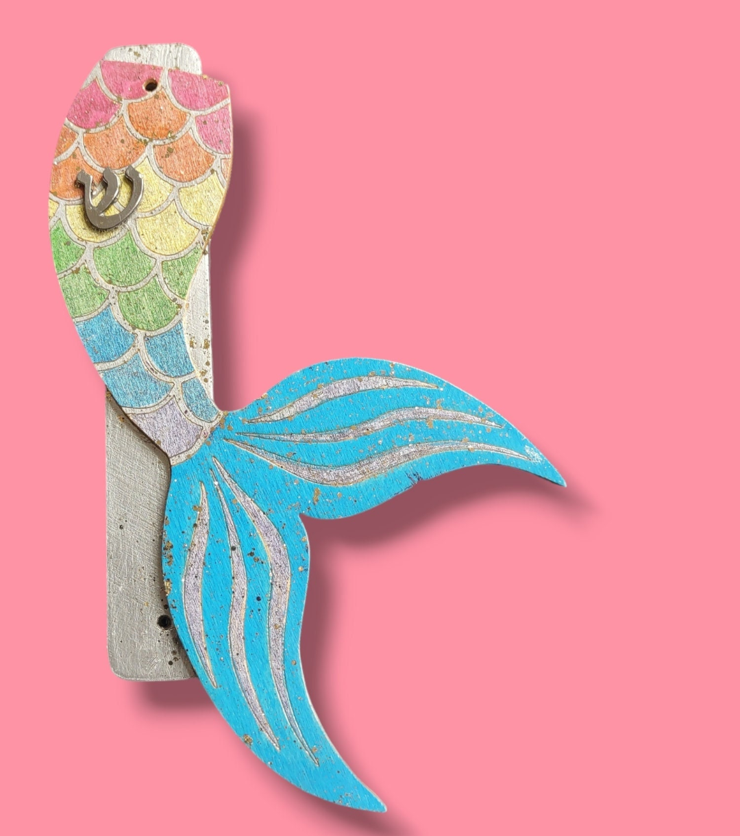 Mermaid Tails Mezuzah Case| Colorful Wooden Mermaid Mezuzah Case