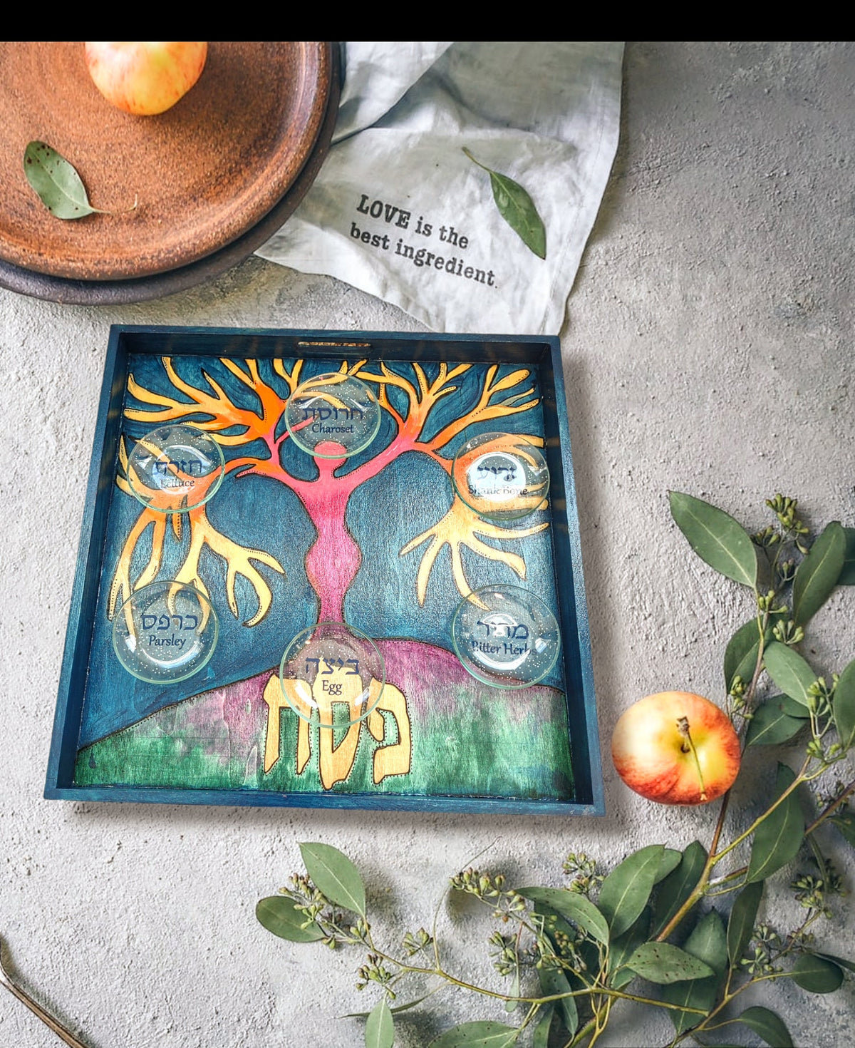 Hand-Painted Tree of Life Seder Plate: Passover Plate