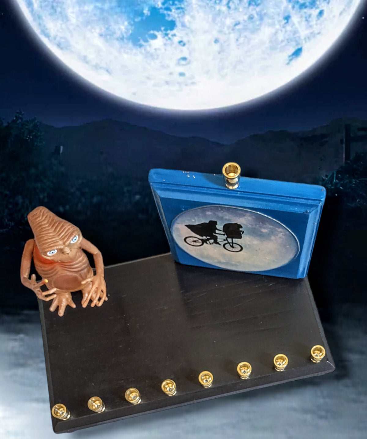 E.T. Collector's Silhouette Menorah Pop Culture Judaica Hanukkiah Repurposed Toys