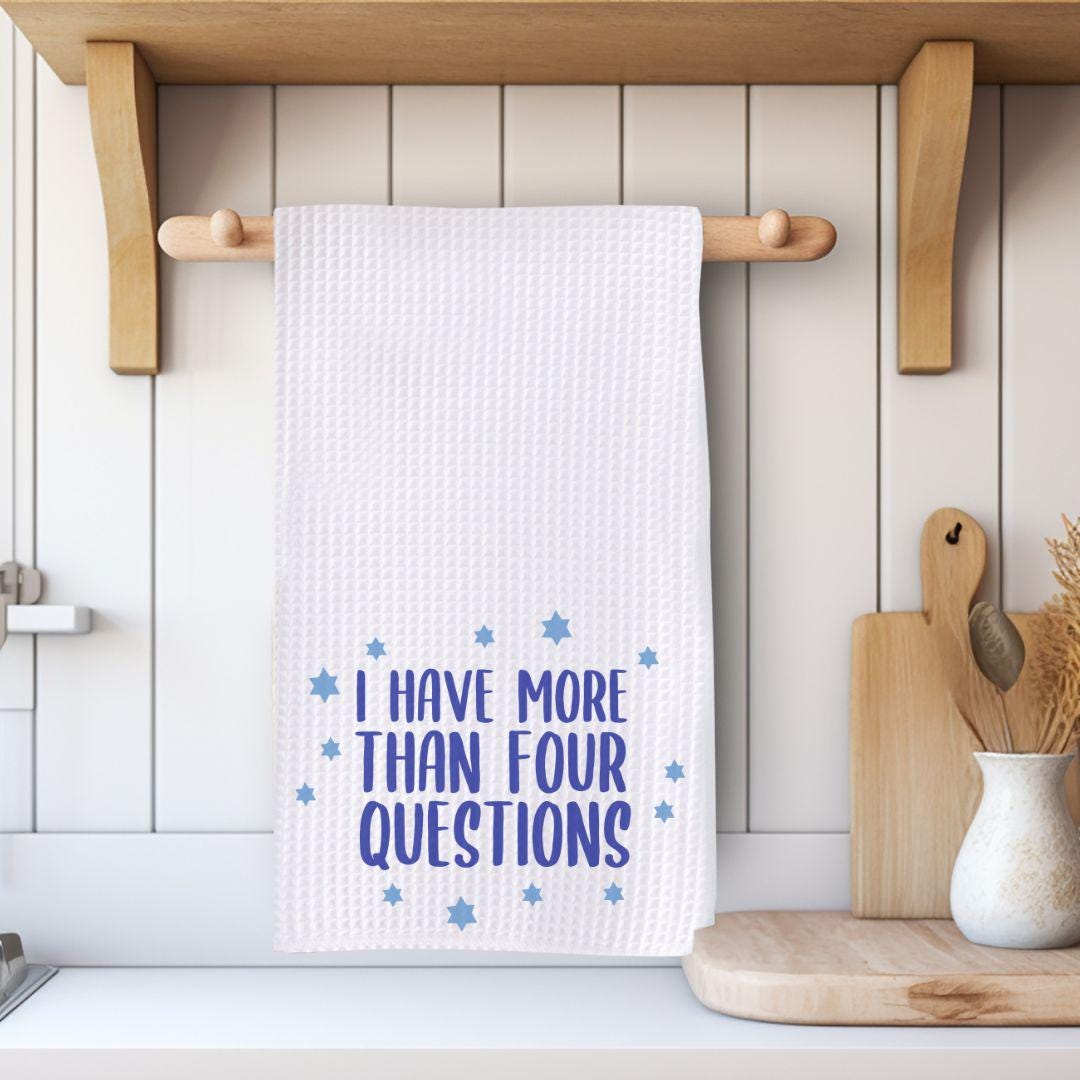 I Have More than Four Questions Passover Waffle Dish Towel