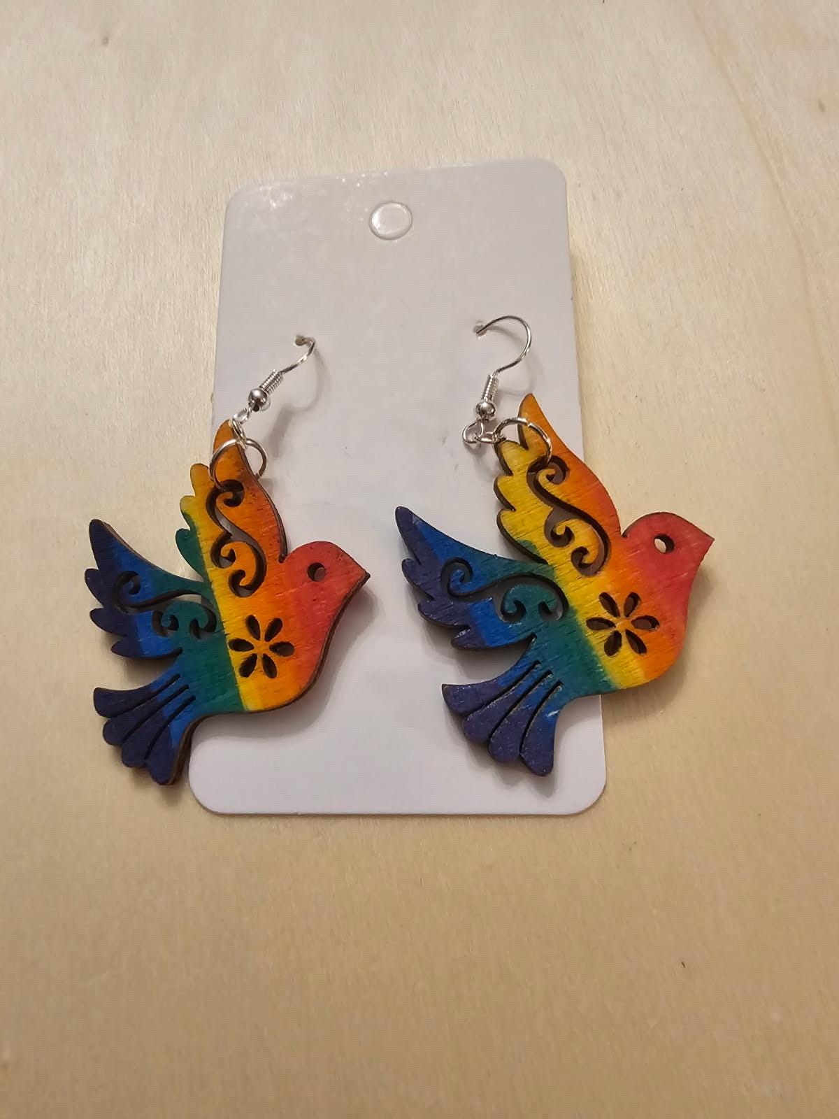 Rainbow Hamsa Wooden Earrings, Pride Jewelry, Jewish Gift