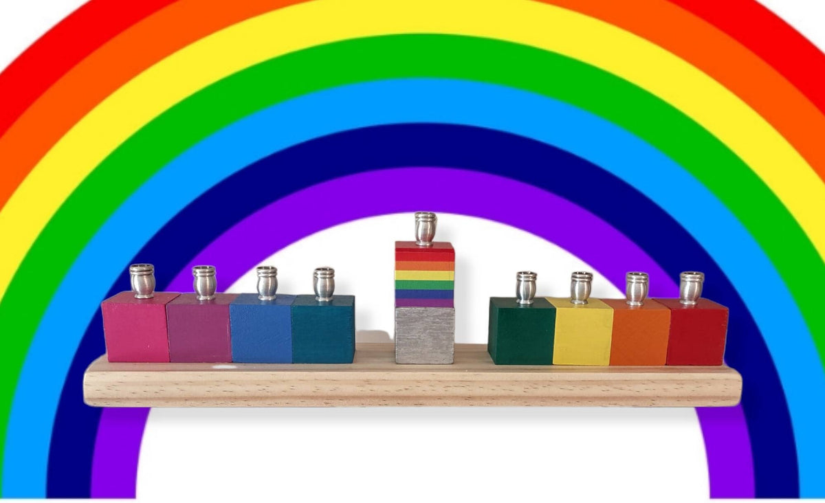 Love Wins Rainbow Modern Blocks Menorah