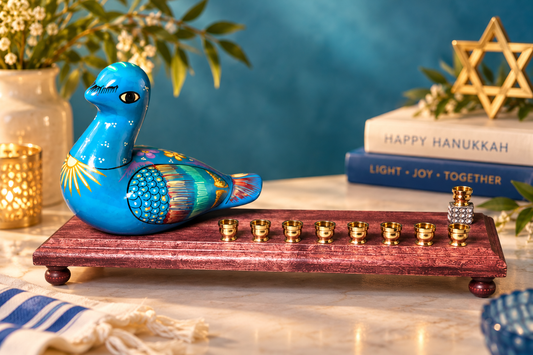 Blue Bird Menorah | One-of-a-Kind Vintage Ceramic Judaica