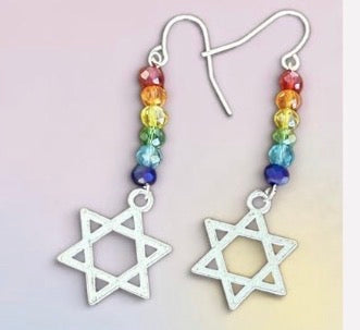 Rainbow Connection | Handmade Rainbow Star of David Earrings
