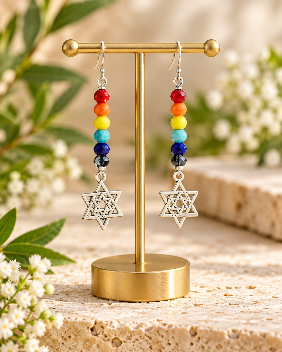 Rainbow Connection | Handmade Rainbow Star of David Earrings