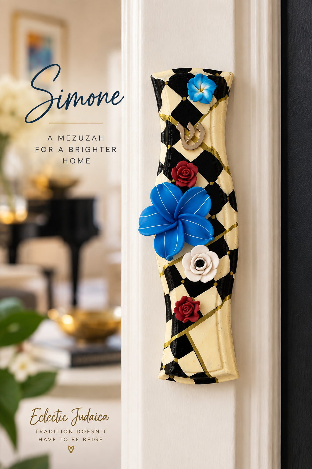 Simone & Celeste Hand-Painted Floral Mezuzahs