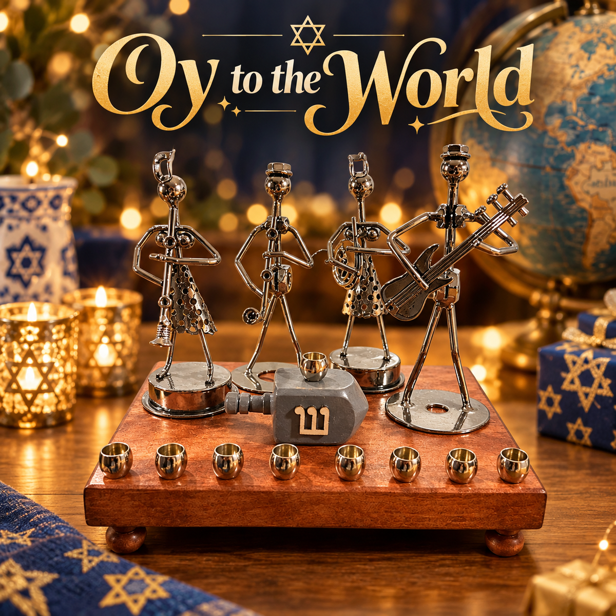 Hanukkah Quartet Menorah | One-of-a-Kind Iron Art Menorah