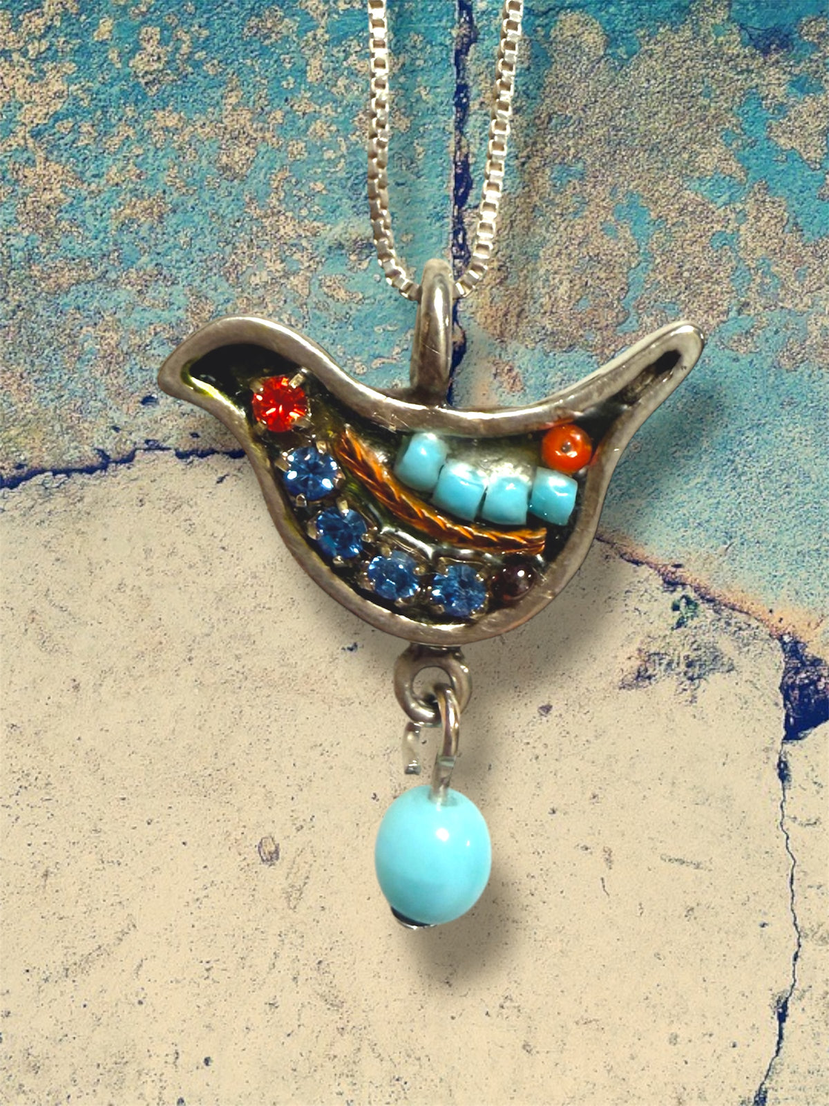 Vintage Adaya Mosaic Dove Necklace