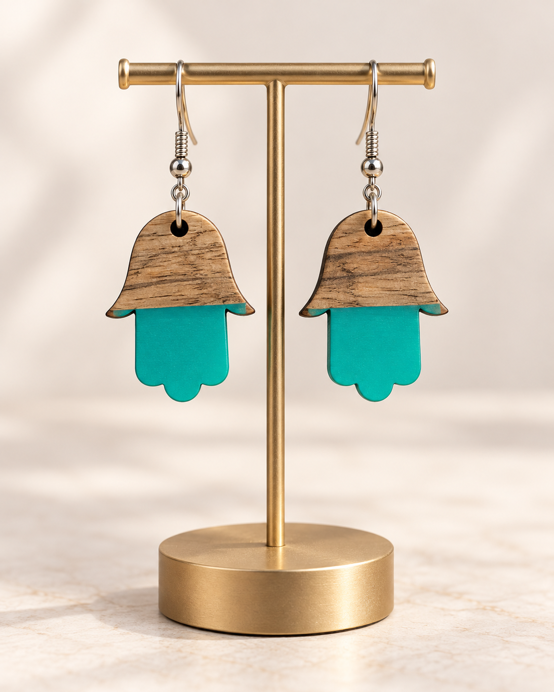 Little Blessings — Wood & Resin Hamsa Earrings