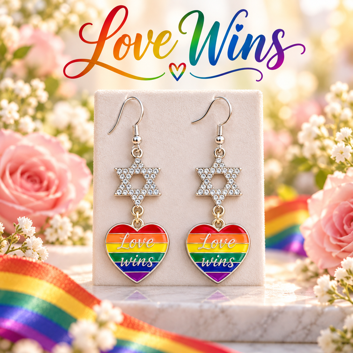 Love & Pride | Rainbow Star of David Earrings Collection