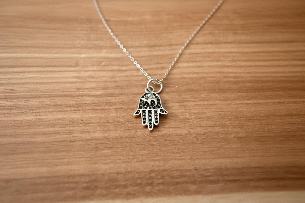 Sterling Silver filagree Hamsa Star of David or Chai Pendant Necklace