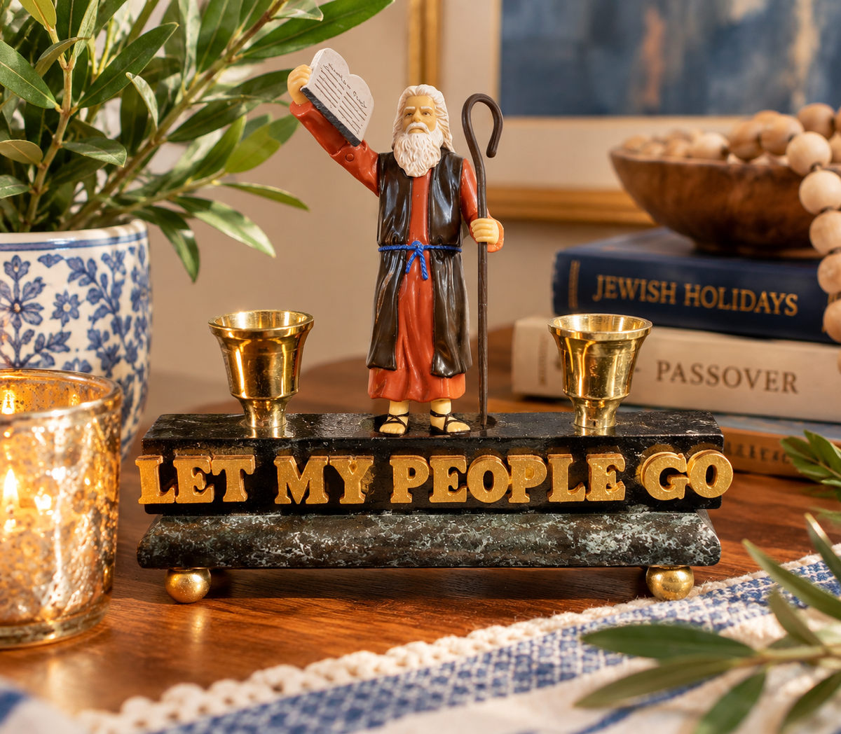 Let My People Go Moses Shabbat Candle Holder