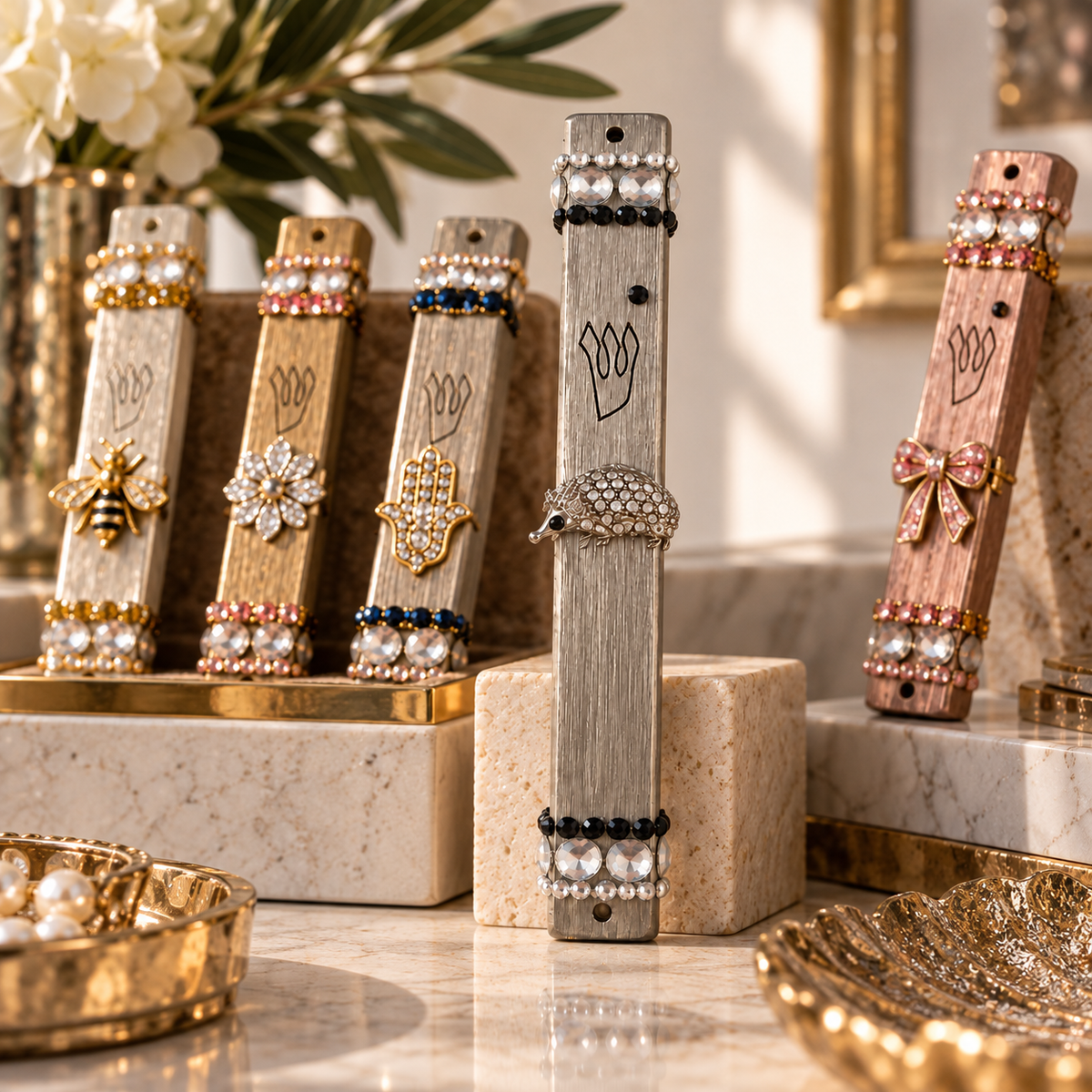 Silver Hedgehog Mezuzah Case