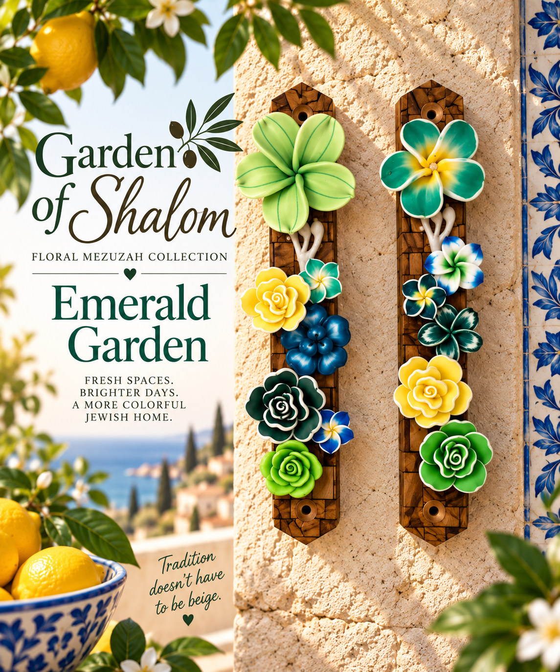 Garden of Shalom Floral Mezuzah Collection