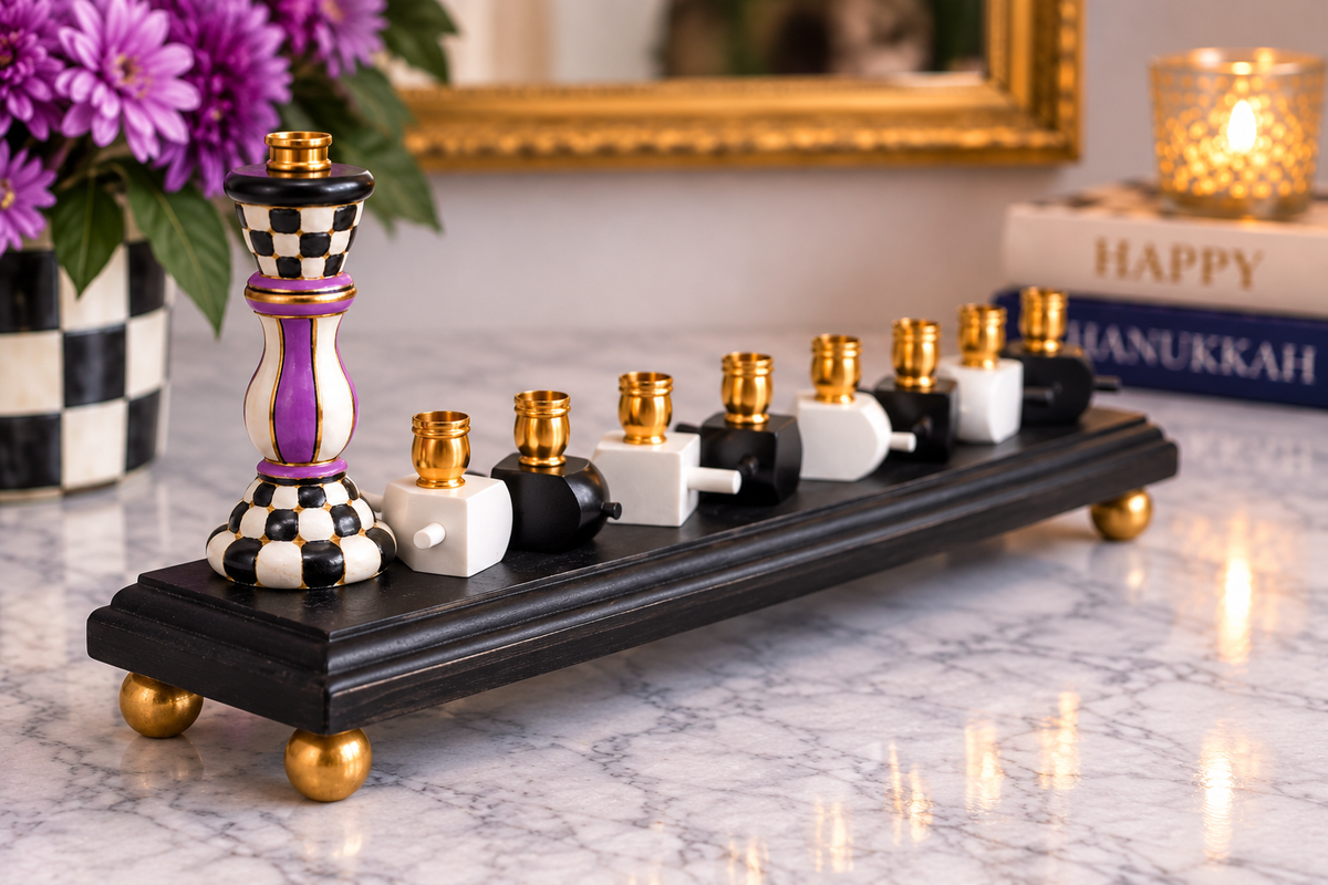 The Tzipporah Menorah— Hand-Painted Dreidel Menorah