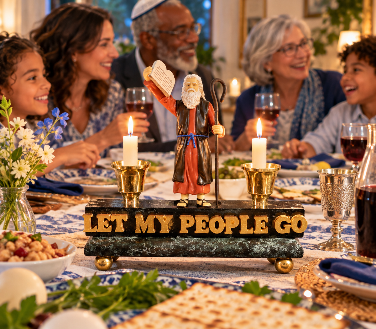 Let My People Go Moses Shabbat Candle Holder