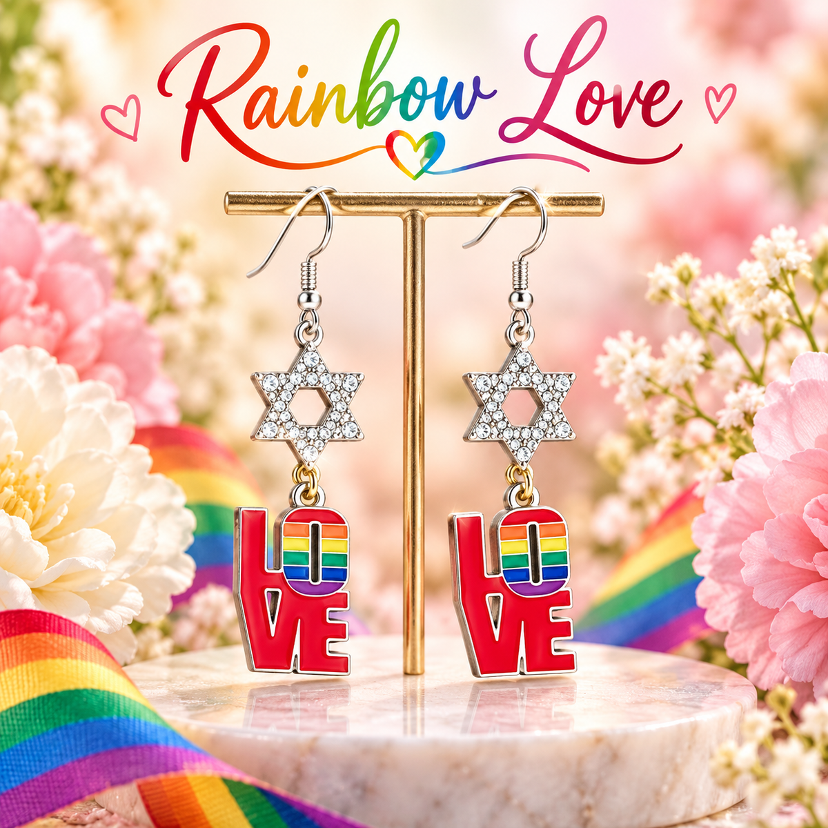 Love & Pride | Rainbow Star of David Earrings Collection