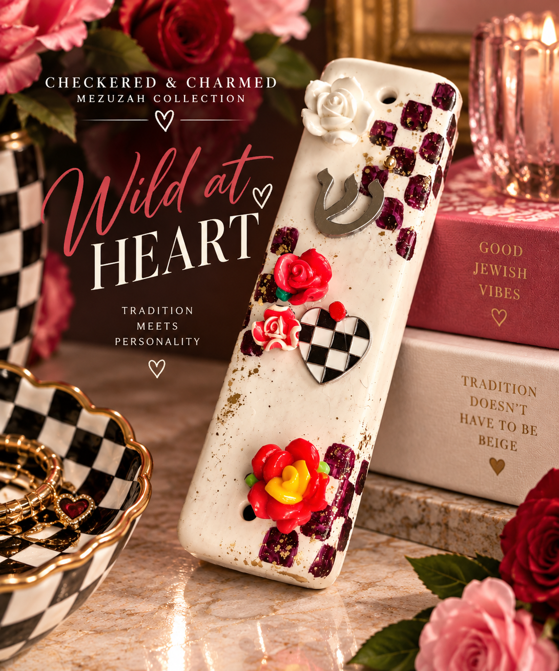Checkered & Charmed Ceramic Mezuzah Collection