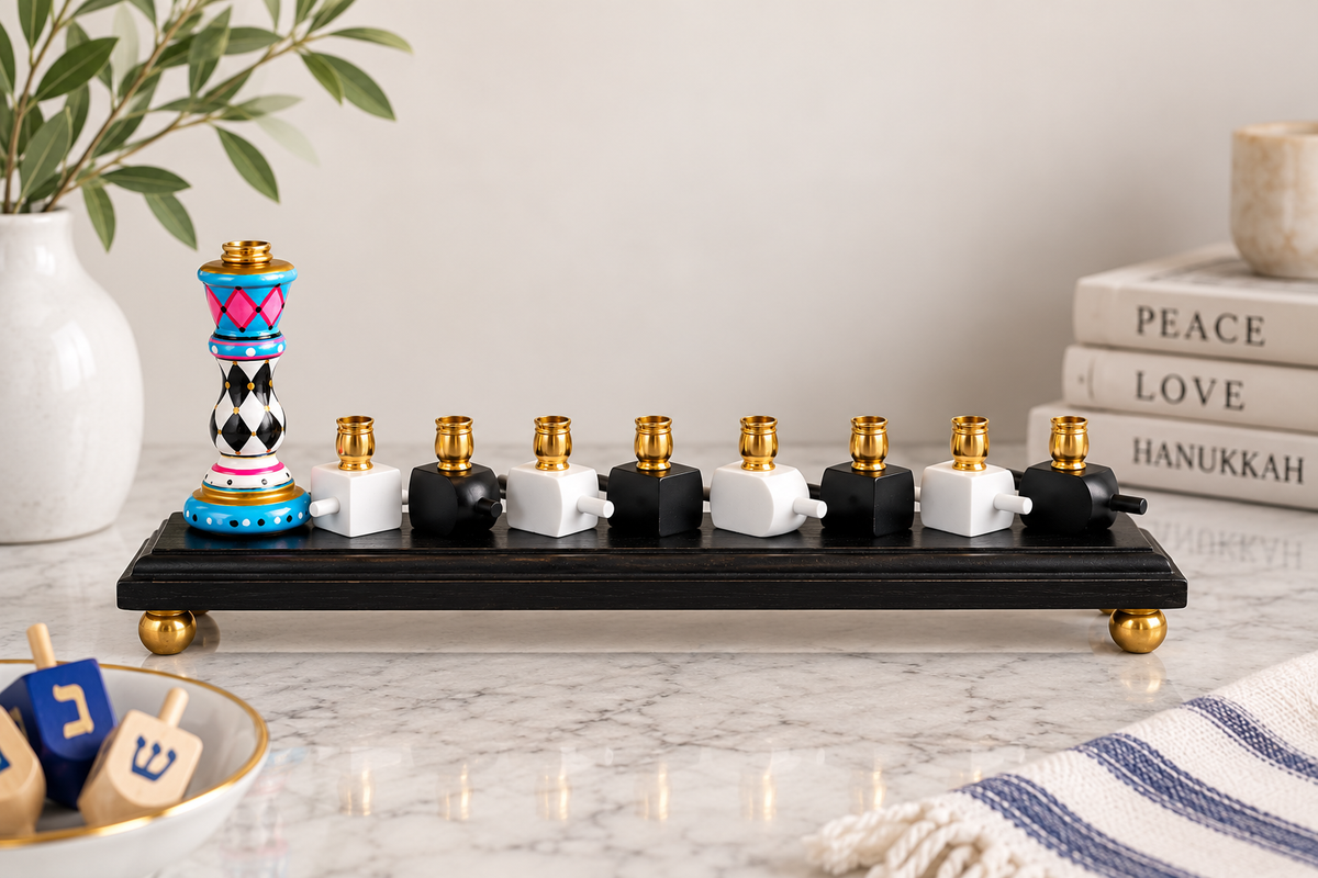The Basha Menorah — Hand-Painted Dreidel Menorah