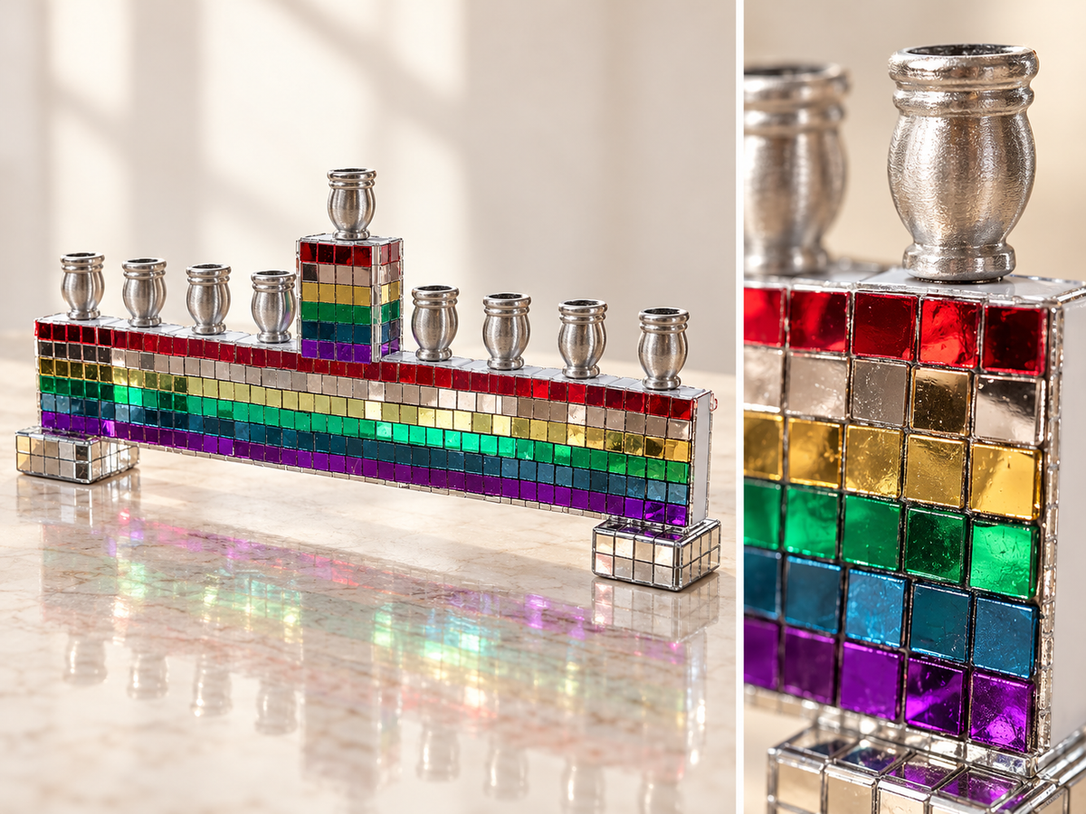 Disco Nights Mahjong Menorah Collection— Silver, Black & Rainbow Mirror Styles