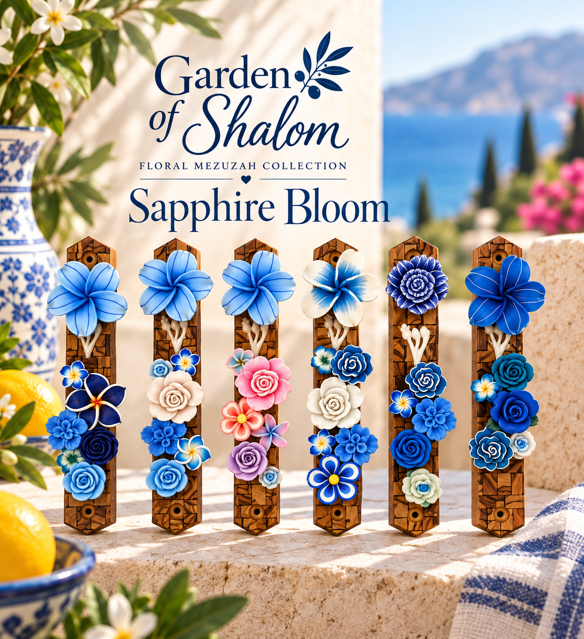 Garden of Shalom Floral Mezuzah Collection