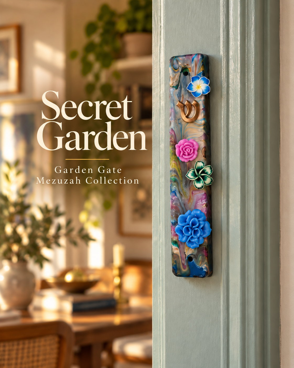 Secret Garden | Hand-Painted Floral Mezuzah Case