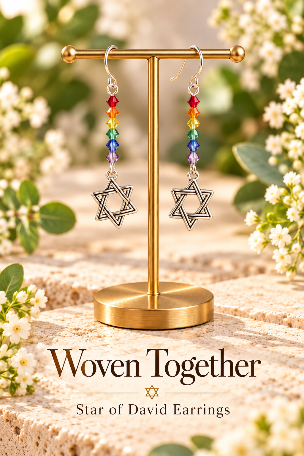 Rainbow Connection | Handmade Rainbow Star of David Earrings