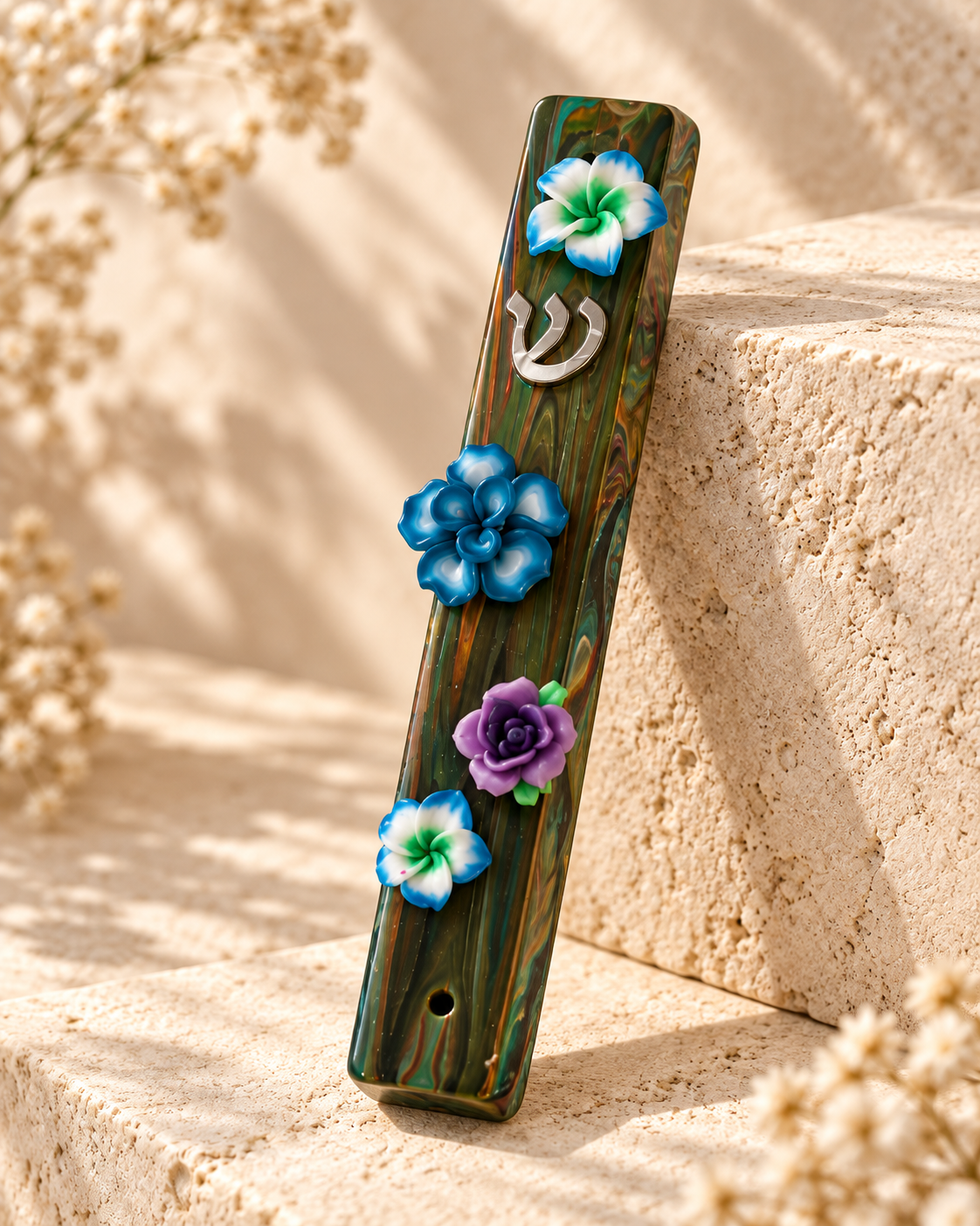Olive Grove | Hand-Painted Floral Mezuzah Case
