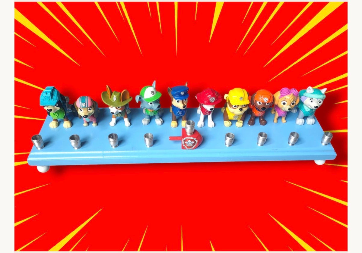 Paw Patrol Full Patrol Menorah – Large Handmade Hanukkah Menorah