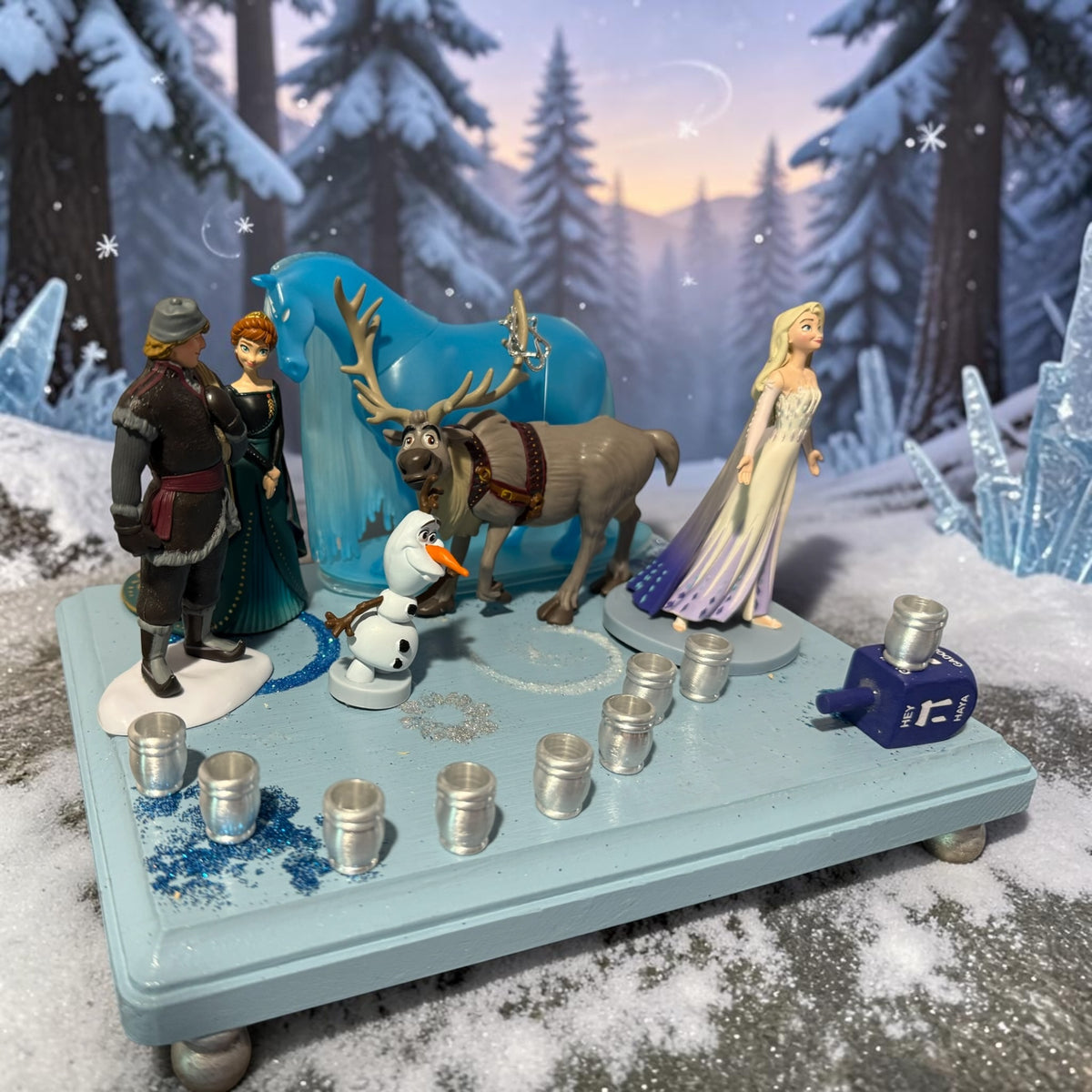 Frozen Menorah Princess Menorah Classic Disney Judaica Hanukkiah Anna and Elsa