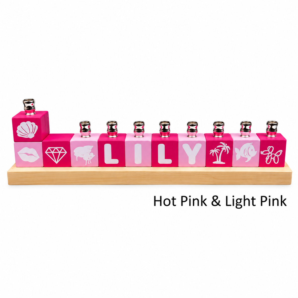 Personalized Name Block Menorah- Modern Design