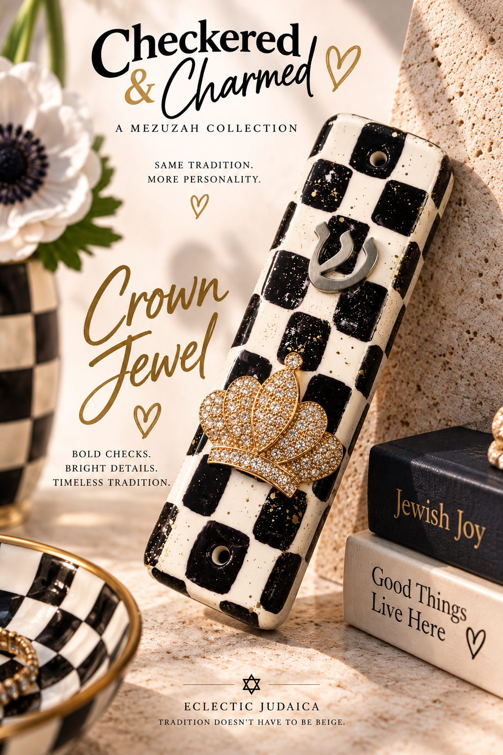 Checkered & Charmed Mezuzah Case Collection