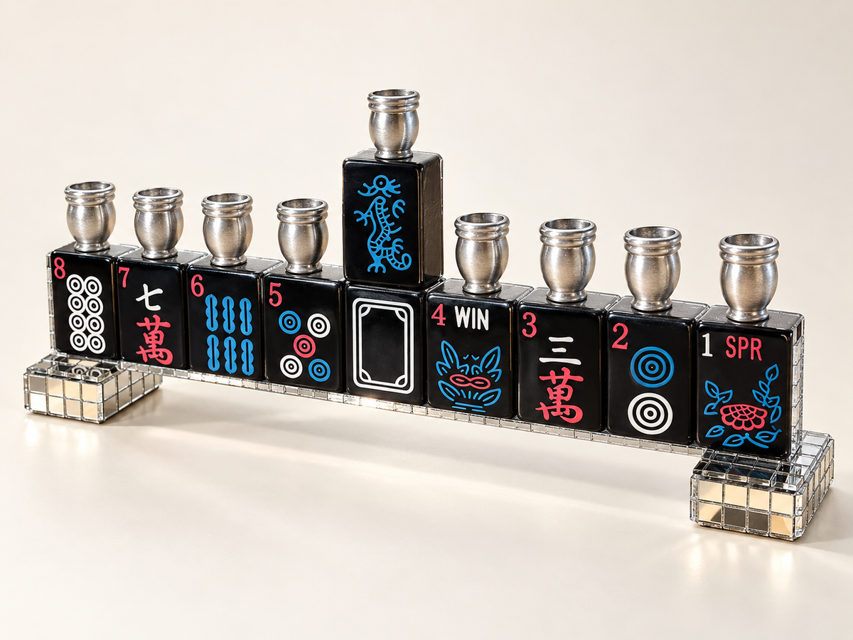 Disco Nights Mahjong Menorah Collection— Silver, Black & Rainbow Mirror Styles
