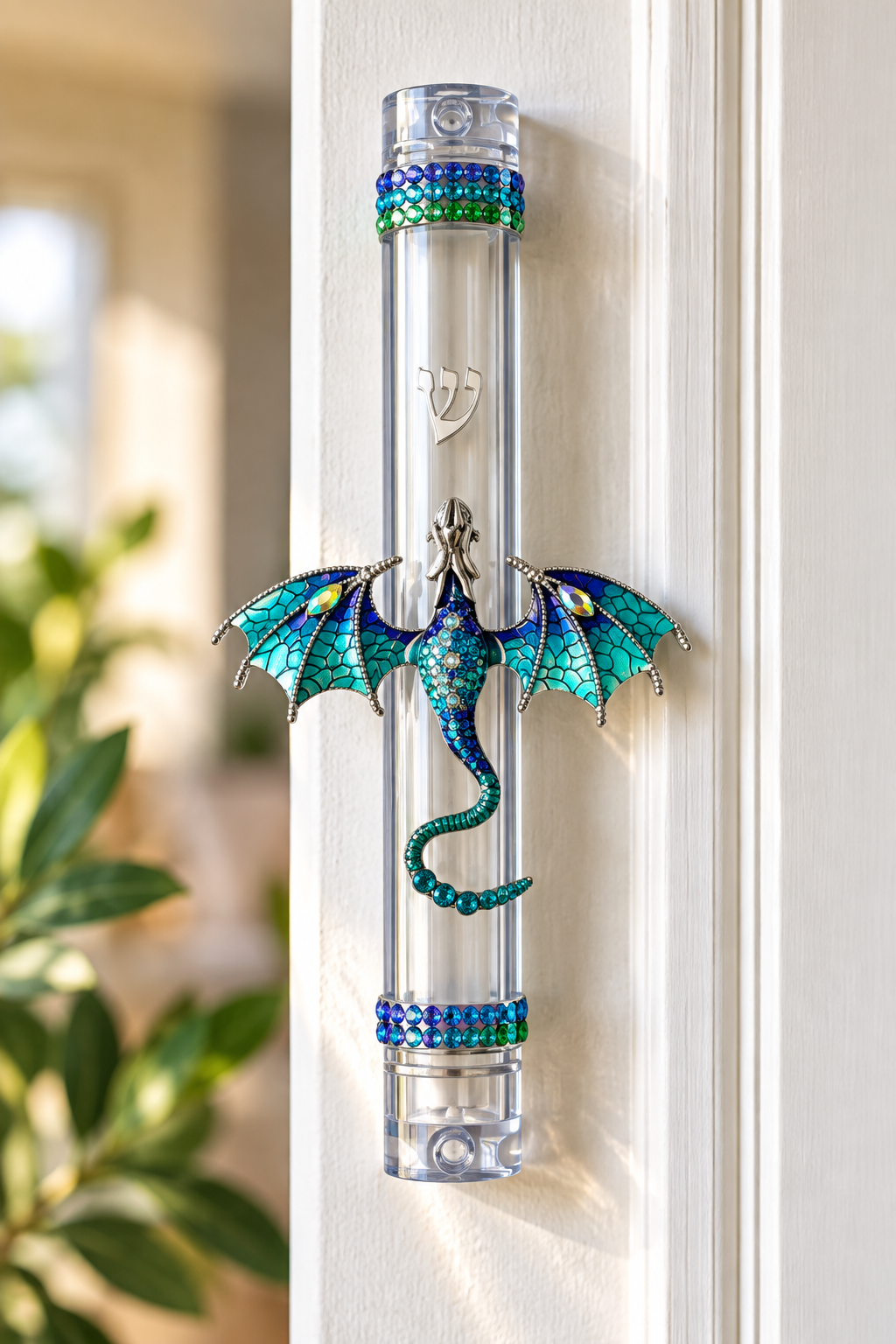 Jeweled Dragon Mezuzah Case