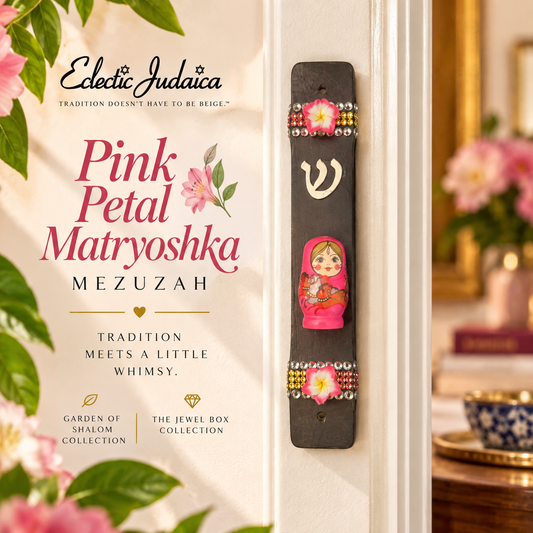 Pink Petal Matryoshka Garden Mezuzah Cases